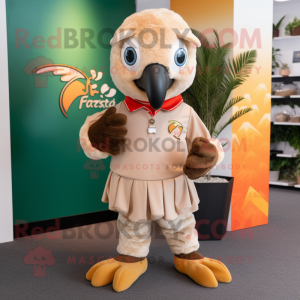 Tan Parrot mascot costume character dressed with a Rugby Shirt and Scarf clips