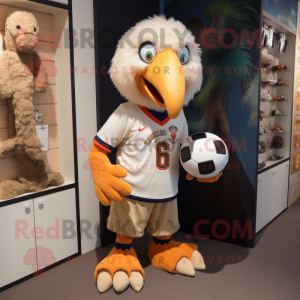 Tan Parrot mascot costume character dressed with a Rugby Shirt and Scarf clips