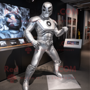 Silver Superhero mascotte...