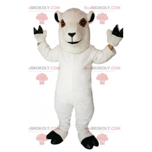 Mascotte de mouton blanc souriant - Redbrokoly.com