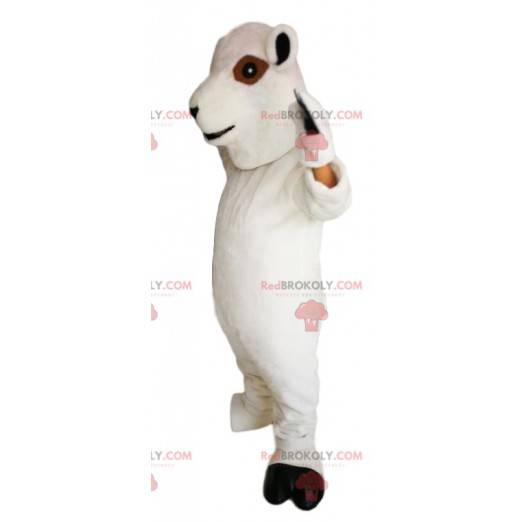 Mascotte de mouton blanc souriant - Redbrokoly.com