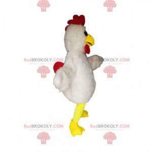Kycklingmaskot med härlig vit fjäderdräkt - Redbrokoly.com