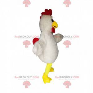 Mascote de frango com linda plumagem branca - Redbrokoly.com