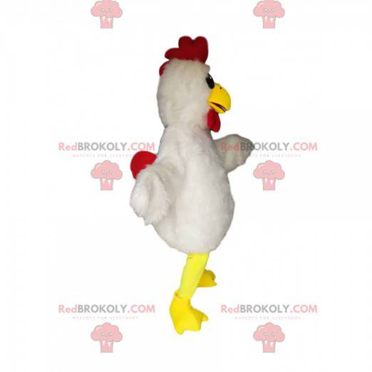 Mascotte de poulet avec un beau plumage blanc - Redbrokoly.com