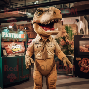 Tan T Rex maskot kostume...