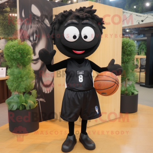 Black Basketball Ball mascot costume character dressed with a Shift Dress and Bracelets