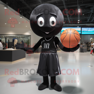 Black Basketball Ball mascot costume character dressed with a Shift Dress and Bracelets