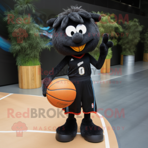 Black Basketball Ball mascot costume character dressed with a Shift Dress and Bracelets