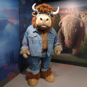 nan Buffalo mascot costume character dressed with a Denim Shirt and Shoe laces