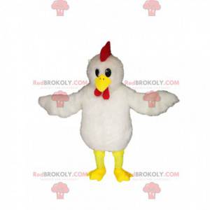 Mascote de frango com linda plumagem branca - Redbrokoly.com