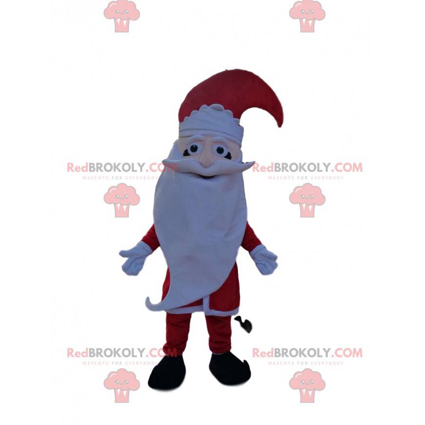 Mascote do Papai Noel com uma grande barba branca -