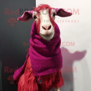 Magenta Boer Goat mascot costume character dressed with a Turtleneck and Scarf clips