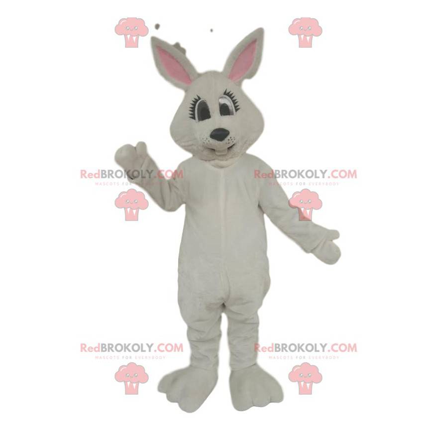 Mascotte di coniglio bianco strabico - Redbrokoly.com