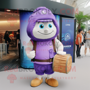 Lavender Dim Sum mascot costume character dressed with a Cargo Shorts and Digital watches