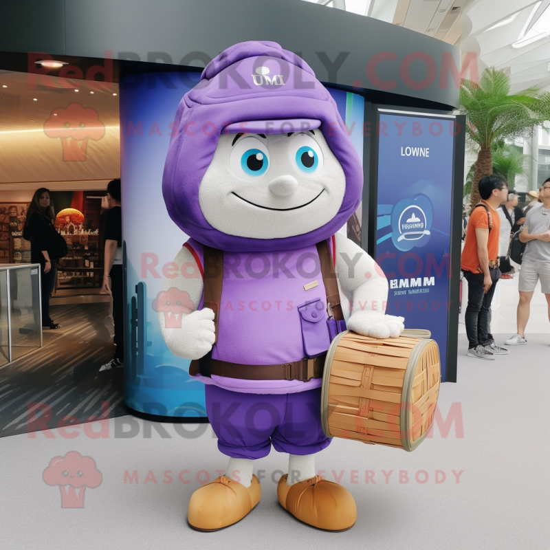 Lavender Dim Sum mascot costume character dressed with a Cargo Shorts and Digital watches