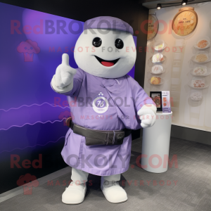 Lavender Dim Sum mascot costume character dressed with a Cargo Shorts and Digital watches