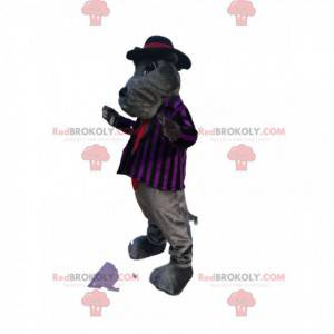 Gray Bull-dog mascot with a striped jacket and a red tie -