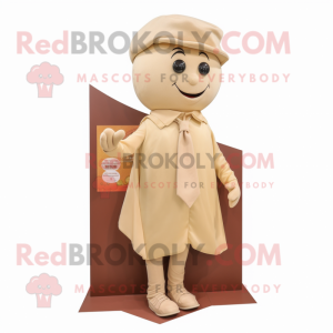 Beige Apricot mascot costume character dressed with a Playsuit and Pocket squares