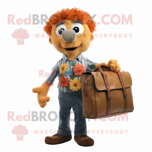 Rust Bouquet Of Flowers mascot costume character dressed with a Button-Up Shirt and Briefcases