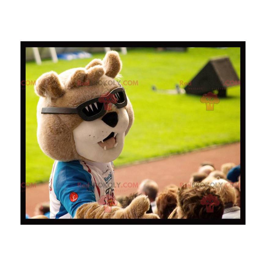 Brun bjørnemaskot med solbriller - Redbrokoly.com