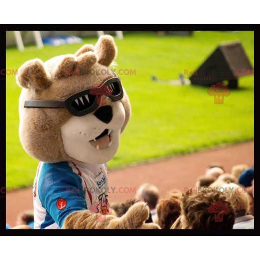 Brun bjørnemaskot med solbriller - Redbrokoly.com