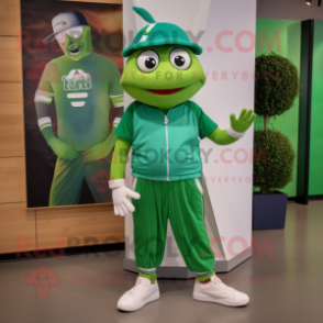 Green But mascot costume character dressed with a Joggers and Anklets