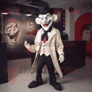 Cream Vampire mascot costume character dressed with a Suit Jacket and Caps
