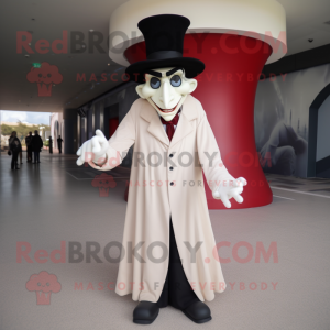 Cream Vampire mascot costume character dressed with a Suit Jacket and Caps