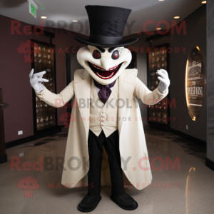 Cream Vampire mascot costume character dressed with a Suit Jacket and Caps