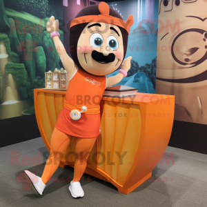 Orange Treasure Chest mascot costume character dressed with a Yoga Pants and Headbands