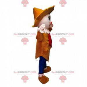 Clown-Maskottchen mit einer kleinen orangefarbenen Nase und