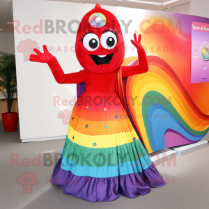 Red Rainbow maskot kostume...