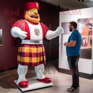 White Swiss Guard mascot costume character dressed with a Flannel Shirt and Watches