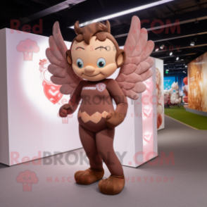 Brown Cupid mascot costume character dressed with a Yoga Pants and Anklets