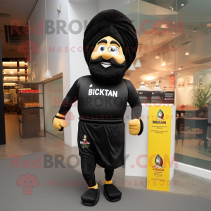 Black Biryani mascot costume character dressed with a Running Shorts and Caps