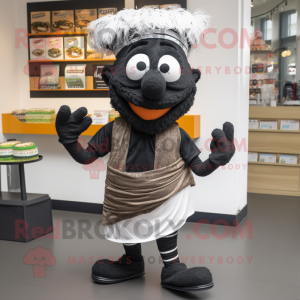 Black Biryani mascot costume character dressed with a Running Shorts and Caps