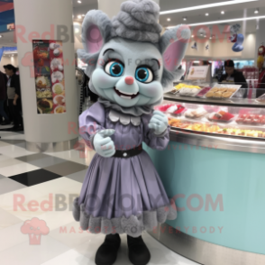 Gray Candy mascot costume character dressed with a A-Line Skirt and Bracelet watches