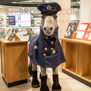 Navy Mare mascot costume character dressed with a Parka and Cufflinks