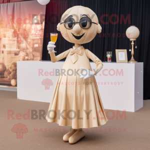 Beige Soccer Goal mascot costume character dressed with a Cocktail Dress and Cufflinks
