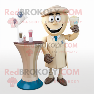 Beige Soccer Goal mascot costume character dressed with a Cocktail Dress and Cufflinks