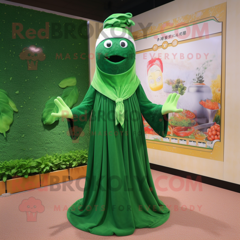 nan Spinach mascot costume character dressed with a Mini Dress and Shawl pins