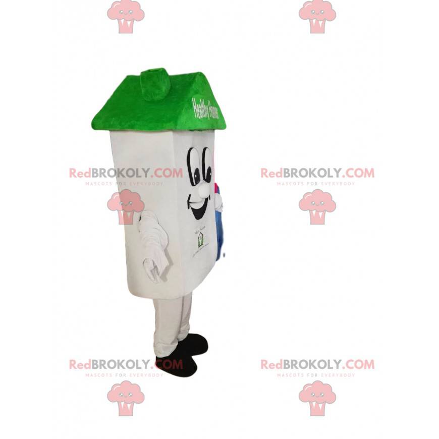 Mascota de la casa sonriente con el techo verde - Redbrokoly.com