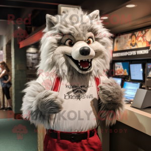 nan Wolf mascot costume character dressed with a Henley Tee and Hair clips