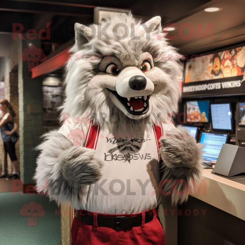 nan Wolf mascot costume character dressed with a Henley Tee and Hair clips nan Wolf mascot costume character dressed with a Henley Tee and Hair clips