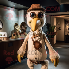 Tan Dodo Bird mascot costume character dressed with a Henley Tee and Ties