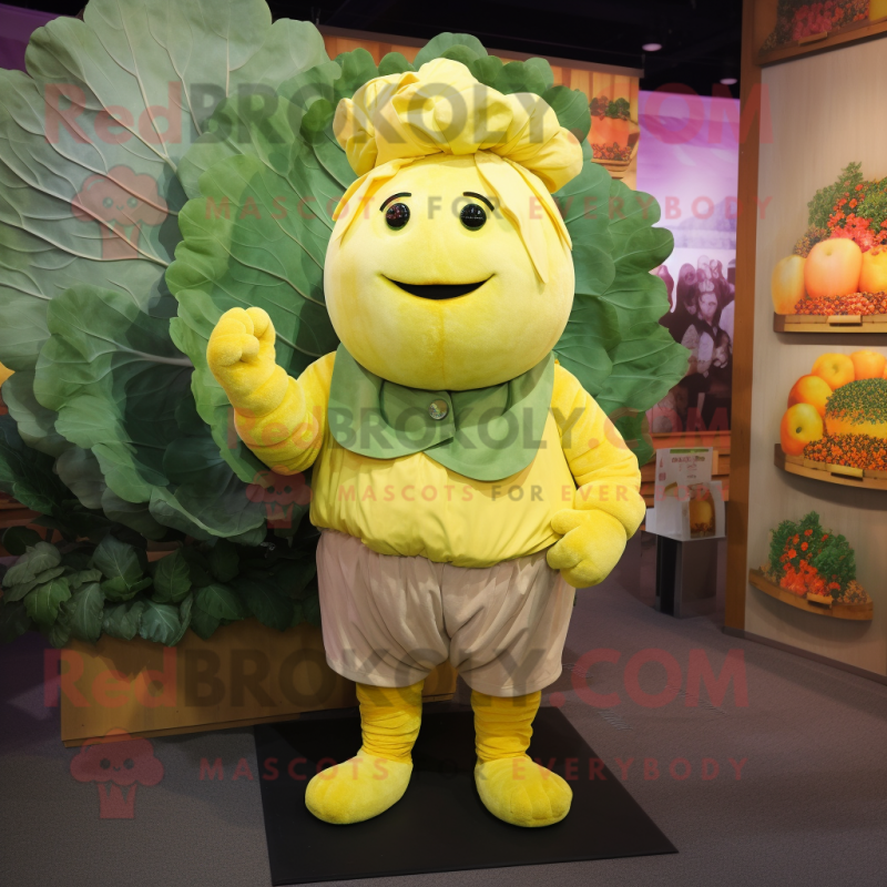 Yellow Cabbage mascot costume character dressed with a Cargo Shorts and Earrings