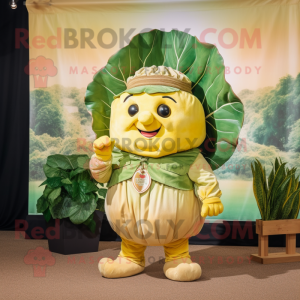 Yellow Cabbage mascot costume character dressed with a Cargo Shorts and Earrings