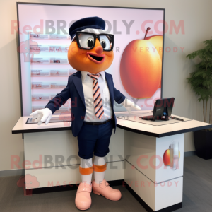 Peach Attorney mascot costume character dressed with a Rash Guard and Cufflinks