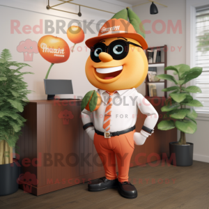 Peach Attorney mascot costume character dressed with a Rash Guard and Cufflinks