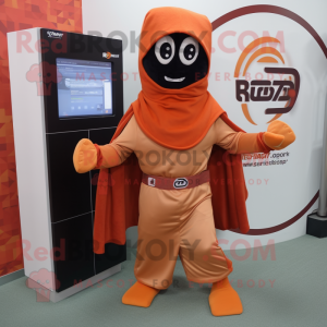 Rust Acrobat mascot costume character dressed with a Cover-up and Shawls